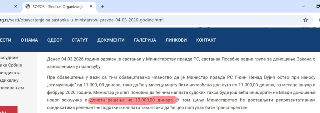 СОПОС-ова лаж о 13.000 дин.